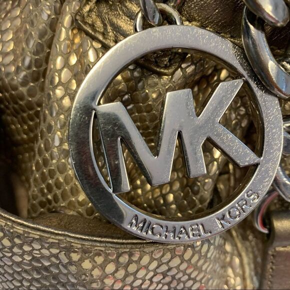 MICHAEL Kors gold snakeskin Edie shoulder bag - Picture 9 of 15